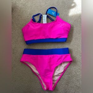 Women’s Cupshe' Pink & Blue Two-Piece Swim Set